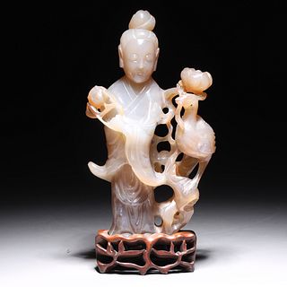 Chinese Carved Agate Statue