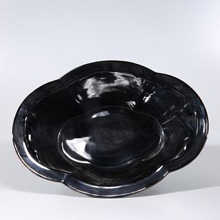 Large Chinese Black Glazed Porcelain Basin