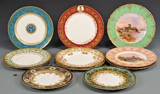 12 Gilded Porcelain Cabinet Plates