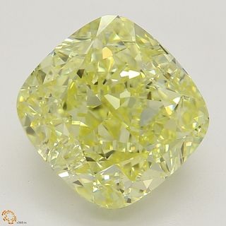 4.02 ct, Natural Fancy Intense Yellow Even Color, IF, Cushion cut Diamond (GIA Graded), Appraised Value: $265,300 