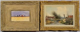 2 Signed Watercolors, Rural Landscapes, late 19th century