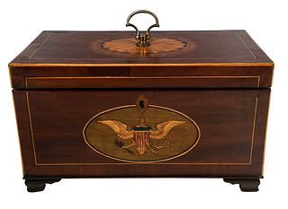 American Inlaid Eagle Three Compartment Tea Caddy
