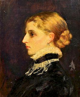 19th Century Oil on Board Female Portrait