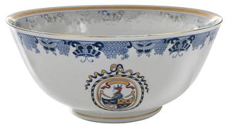 Chinese Export Style Armorial Punch Bowl