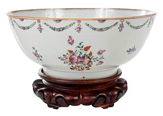 Chinese Export Pseudo-Armorial Punch Bowl 