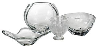 Four Continental Glass Vases and Bowls