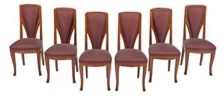 Set Six Abel Landry Attributed Art Nouveau Oak Chairs