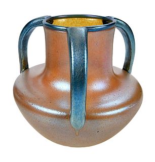 Loetz Attributed Iridescent Handled Glass Vase