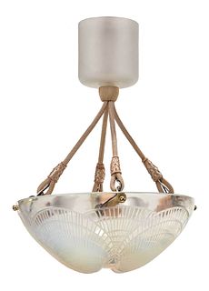 Lalique Opalescent Glass "Coquille" Chandelier