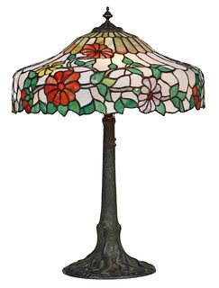 Chicago Mosaic Floral Leaded Glass Lamp