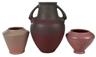 Three Rookwood Pink Glazed Art Pottery Vases