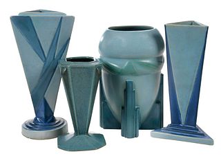 Four Roseville "Futura" Art Pottery Vases