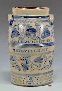 G.A. & J. E. McCarthey Maysville, KY Cobalt Decorated Jar