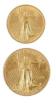 One Ounce and Half Ounce American Gold Eagle Coins