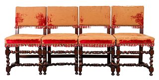 Baroque Revival Carved Wood Dining Chairs