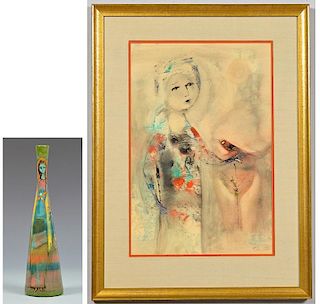 Polia Pillin Painting and Vase