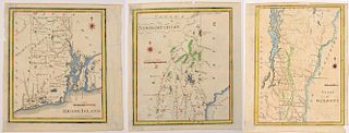 3 Hand-Colored Engraved New England Maps
