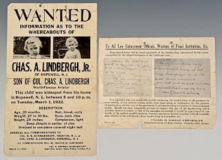 Lindbergh Baby Kidnappers Poster & Law Enforcement Notice