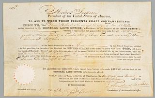 Andrew Jackson Signed OH Land Grant