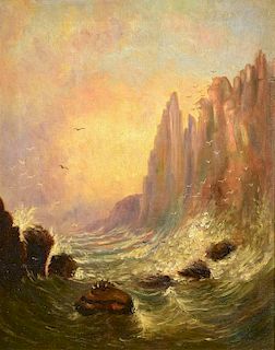 Oil on canvas. poss. Fingal's Cave