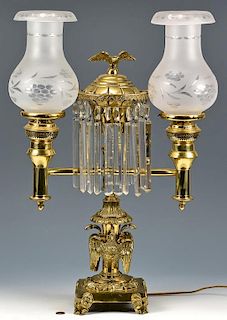 Double Argand Lamp with Pelican or Swan Base