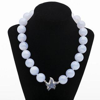 4542906: Lavender Jade Necklace with 18K Gold and Sapphire Starfish Clasp KL5CK