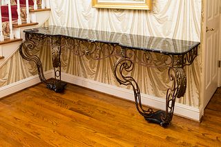 4368438: Louis XV Style Wrought Iron and Bronze Marble Top
 Console, 20th Century C8GAJ