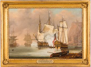 4419923: Thomas Yates (British, c. 1760-1796), Squadron
 of a Men-of-War Lying Off Gibraltar Bay, O/C T8KBL