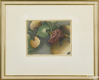 Luigi Rist (American 1888-1959), woodcut, titled Grapes, 7 1/4'' x 9 1/2''