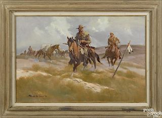 Gerald McCann (American, b. 1916), oil on board Western landscape, signed lower left, 20'' x 30''