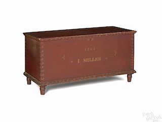 Ohio painted poplar blanket chest, dated 1864, inscribed I. Miller