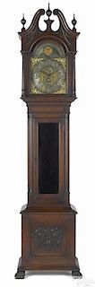 Mahogany tall case clock, ca. 1910, with German Elite works, 95 1/2'' h.