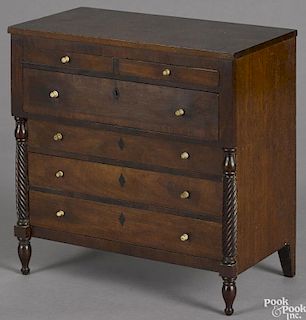 Miniature Sheraton mahogany chest of drawers, ca. 1820, 12 3/4'' h., 12 1/2'' w.