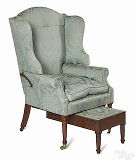 Rare Sheraton cherry mechanical easy chair, ca. 1815, with an adjustable back