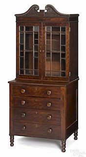 Pennsylvania child's Sheraton mahogany bookcase, ca. 1835, 58 1/2'' h., 23 1/2'' w.
