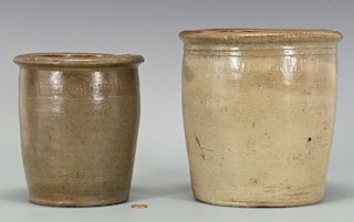 2 East TN M.P. Harmon Stoneware Jars, 1 upside down