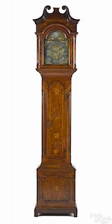 Reading, Pennsylvania Chippendale walnut tall case clock, dated 1779, with an eight-day movement