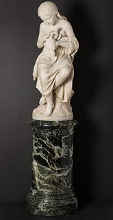 4269365: Giovanni Battista Lombardi (Italian, 1823-1880),
 Girl with Doves, Marble, Rome, 1867 E1REL