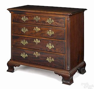 Philadelphia Chippendale mahogany chest of drawers, ca. 1770, with four drawers