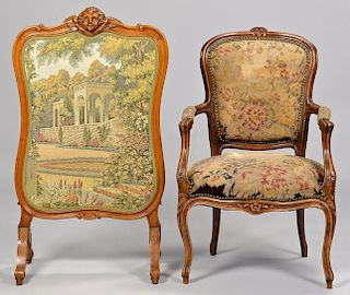 Louis XV Style Fire Screen & Armchair