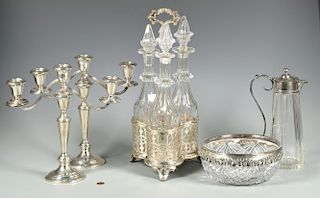 Group of 4 Glass & Silver Items