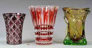 3 Glass Vases, includ. St. Louis