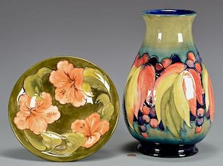 2 Pcs. Moorcroft Pottery, Vase & Bowl