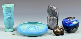4 Art Pottery Items & 2 Bird Figurals