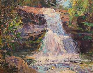 4058303: Hattie Saussy (Georgia, 1890-1978), Glen Cannon
 Falls, Brevard, NC, Oil on Canvas, 1937 E7RDL