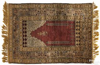 Turkish silk prayer rug, ca. 1910, 6'3'' x 4'2''.