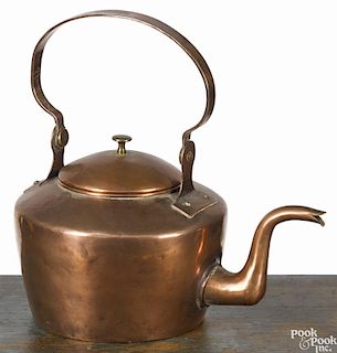 Lancaster, Pennsylvania copper kettle, early 19th c., the swing handle impressed John Getz