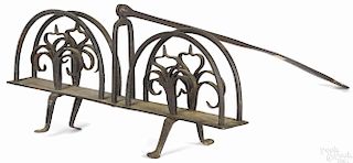 Wrought iron toaster, 19th c., 6'' l., 18 1/2'' w., 14'' d.