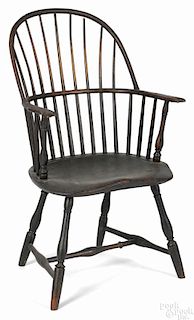 New England sackback Windsor chair, ca. 1790, retaining an old dark green surface.