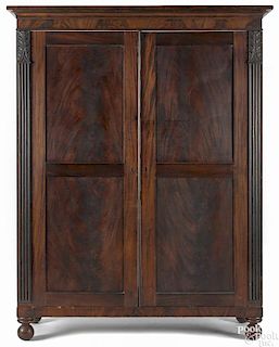 Baltimore classical mahogany armoire, ca. 1830, attributed to John Needles, 81 1/2'' h., 60'' w.